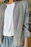 Laundry B Wicklow Fine Knit Throw On Cardigan Grey Marl